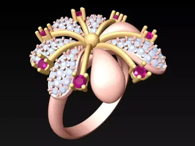 Flower Rings - Womens Ring - N4345 3D print model