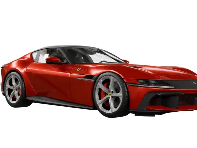  Ferrari 12Cilindri 2025 Low-poly 3D model