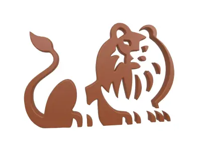 Lion Emblem v4 002 Low-poly 3D model