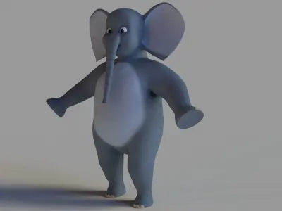 Elephant Cartoon Rigged Low-poly 3D model