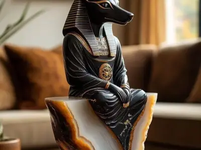 Luxury Anubis Statue Egyptian God Agate Geode 3D Model Low-poly 3D model