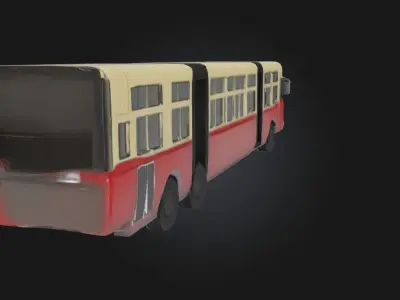 Articulated Red Bus Model  Urban Transit Vehicle  3D model
