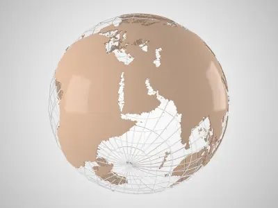 Globe News Skeleton Beige Latte Color 3D model