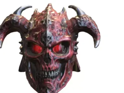 Demonic Skull Helmet 3D Low-poly 3D model