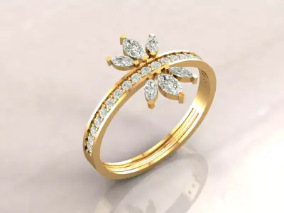 Floral Diamond Ring Marquise  3D print model