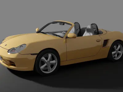 Sporcar yellow Low-poly 3D model