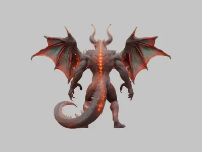 Red Dragon Wyvern 3D Model Low-poly 3D model