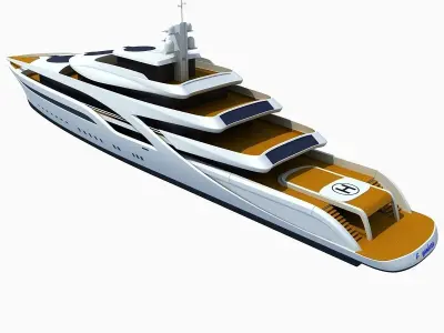 Concept Yellow Deck Luxury Yacht 3D model