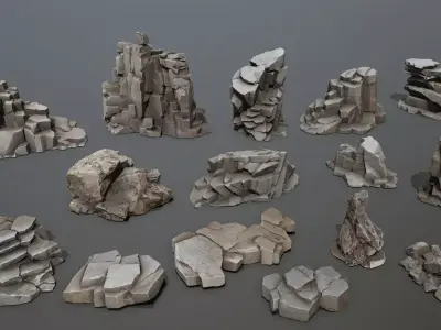 Desert rocks Low-poly 3D model