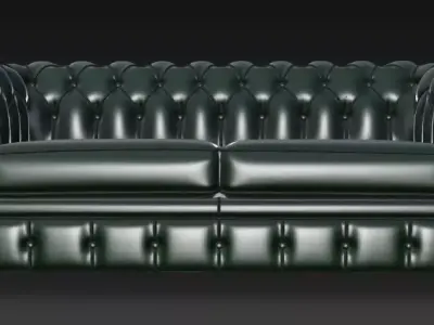 Green Chesterfield Sofa 3D Model 3D model