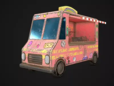 Ice Cream Truck  Low-poly 3D model