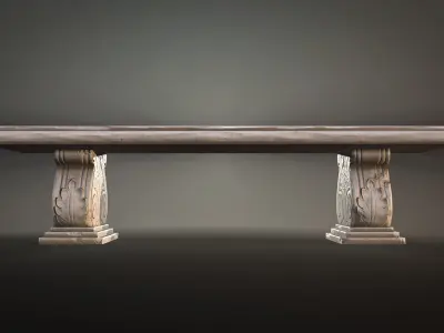 Stone Bench low-poly game-ready Low-poly 3D model