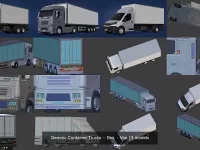 Generic Container Trucks -- Box  - Van 3D Model Pack