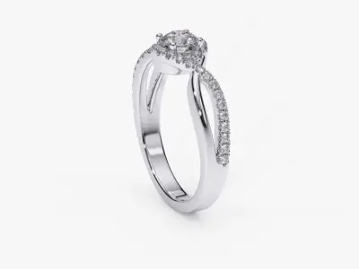 ZDR0151 diamond engagement ring gold 3D print model