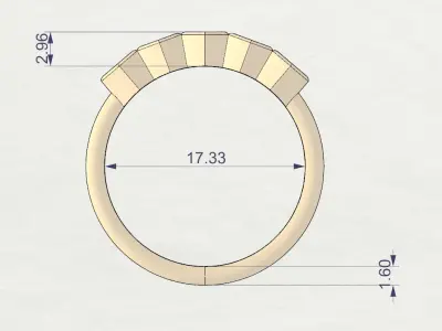 Pear cut bezel ring N7 3D print model
