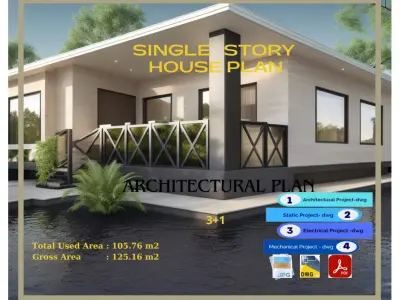 Tip2 House Plans Architectural Drawings Modern House Plans 3D model
