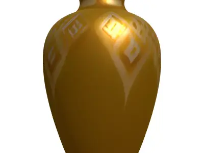 Yellow Decorative Diamond Pattern Vase Low-poly 3D model