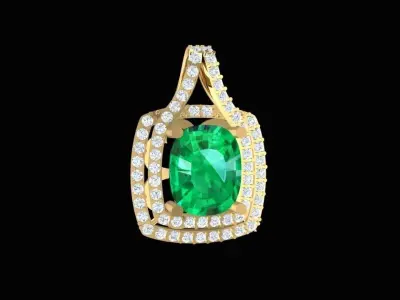 Luxury Gemstone Halo Gold Pendant for Women 2246 3D print model