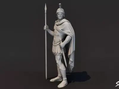 Ares Statue  Low-poly 3D model
