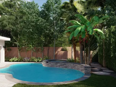 3D Exterior Scene 3D model design garden and landscape 3D model 3D model