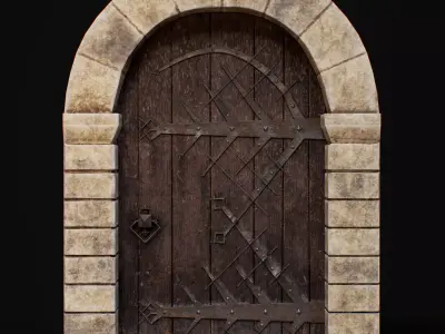 Medieval Door Pack 4 Doors With Bonus Archways Game Ready Low-poly 3D model
