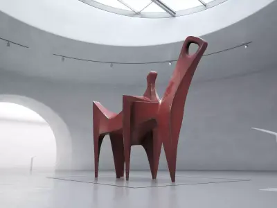 Modern Abstract Metal Sculpture Low-poly 3D model