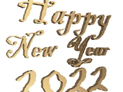 Happy New Year 2022 02 Low-poly 3D model