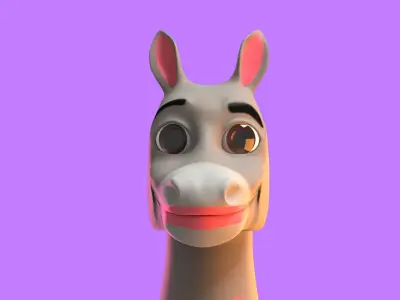 Stylized Female Donkey Rigged Low-poly 3D model