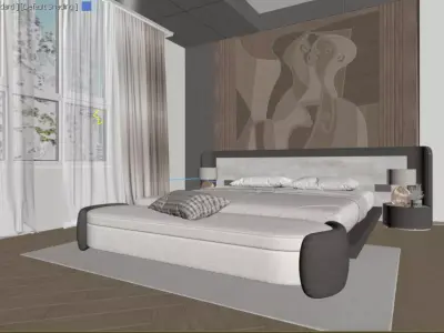 Modern Luxury Master Bedroom 3D Scene  Low-poly 3D model