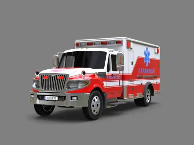 Ambulance truck Low-poly 3D model