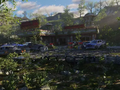 Abandoned Gas Station Scene 3D model