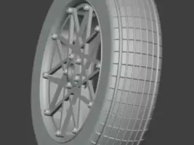 RC Car Tire with Spoke Rim 3D print model