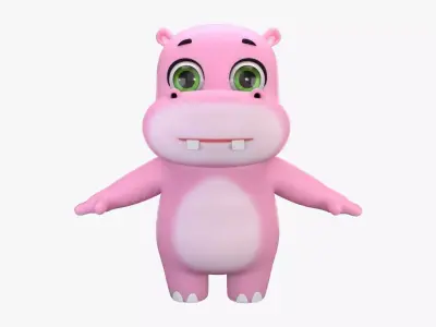 Cartoon Hippo Low-poly 3D model buy