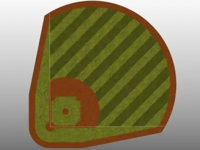 Baseball Field Bat and Ball 3D model