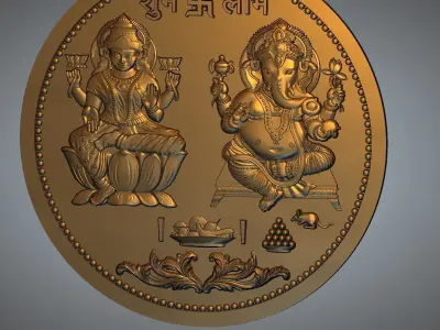 LAXMI AND GANESH JI COIN  3D print model