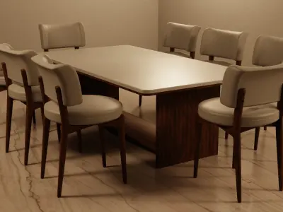Modern 8 Seater Dining Table Set 3D model