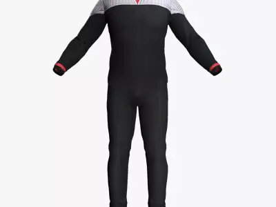 Futuristic Racing Driver Outfit - Black White Pilot Suit Low-poly 3D model