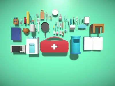 Construction Tools and Equipments Pack Low-poly 3D model