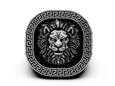 Lion ring Greek ornament 3D print model