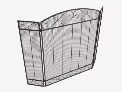 Folding Fireplace Screen 3-Panel 3D model