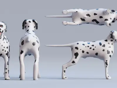 Low poly - Stylized dog - Dalmatian Low-poly 3D model