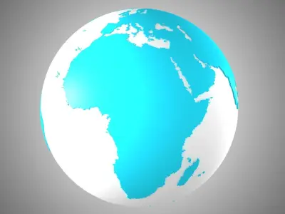 Solid Color Light Blue White Globe 3D model