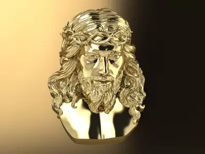 Jesus Head Pendant Jewelry Gold 3D print model