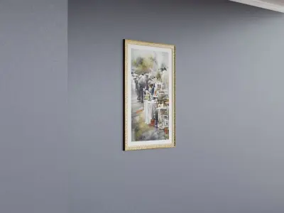 Framed Watercolor Painting 5 Low-poly 3D model