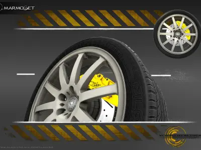 Sport Car Wheel  Lowpoly Low-poly 3D model