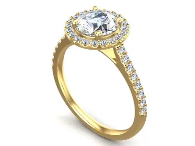 Round Cut Diamond Ring 3D print model