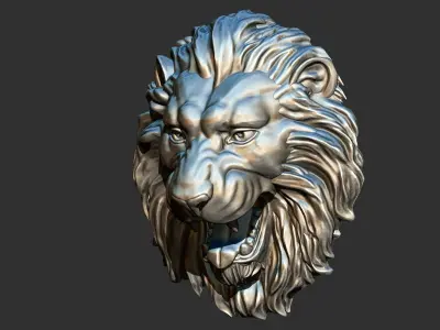 lion head open mouth relief 3d printable model cnc  3D print model