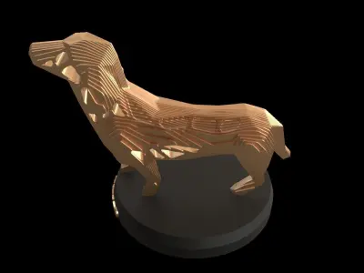 Parametric V Dachshund Low-poly 3D model