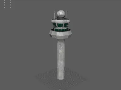 Airport Tower Low-poly 3D model