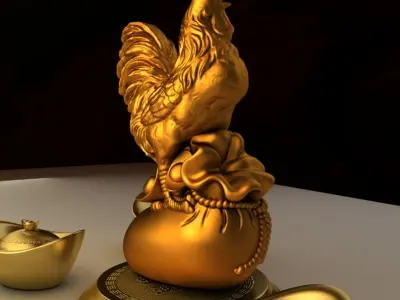 Chinese gold ingot Low-poly 3D model